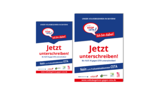 Plakate: Volksbegehren in Bayern gegen CETA